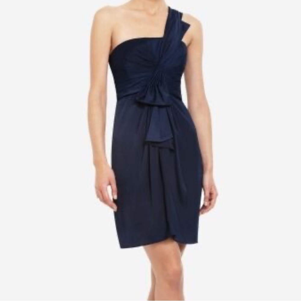 BCBG MaxAzria Navy Blue One-Shoulder Dress, Size 2